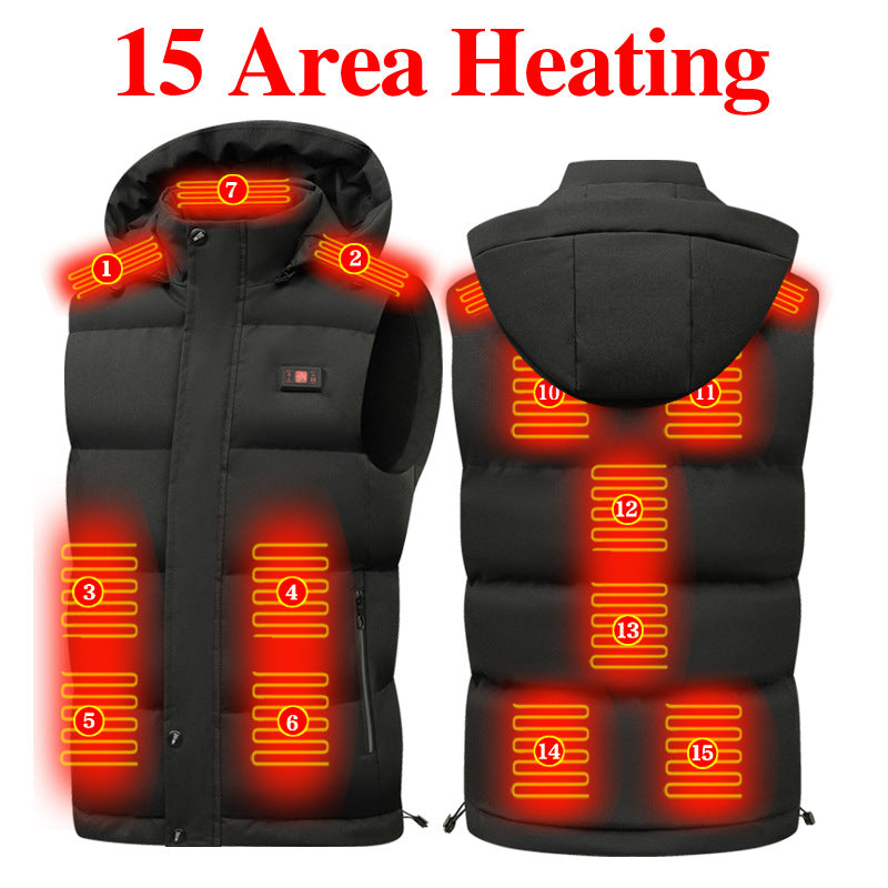 Display screen temperature heating vest, smart heating vest, male USB electric heating vest