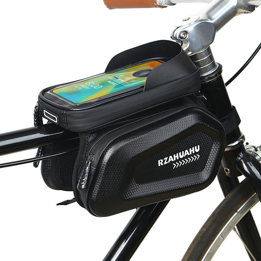RZAHUAHU Hard Shell Mountain Bike Bicycle Bag Front Beam Bag Bicycle Bag Waterproof Upper Tube Bag Riding Portable Equipment
