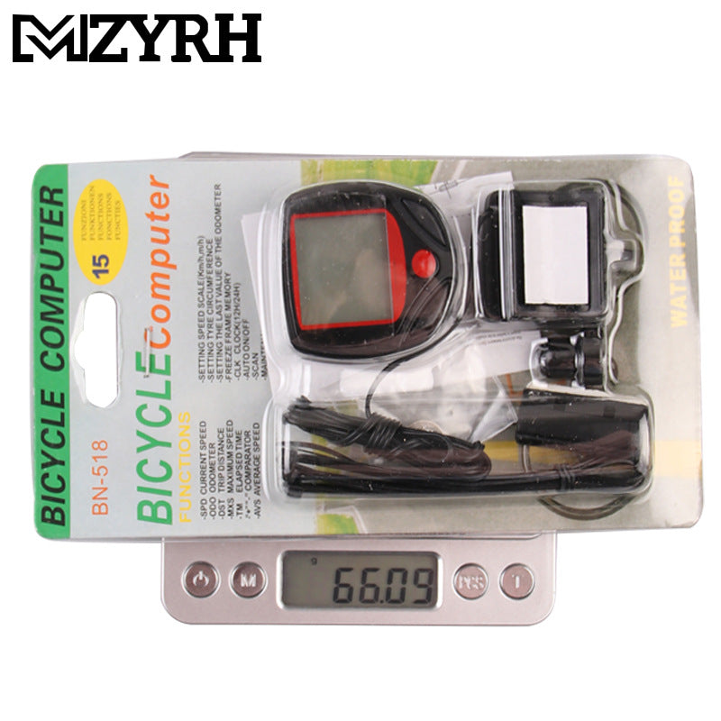 Mountain Bike Stopwatch Bicycle Pulse Speed Standard Speedometer Speedometer 15 Function Stopwatch Riding Equipment