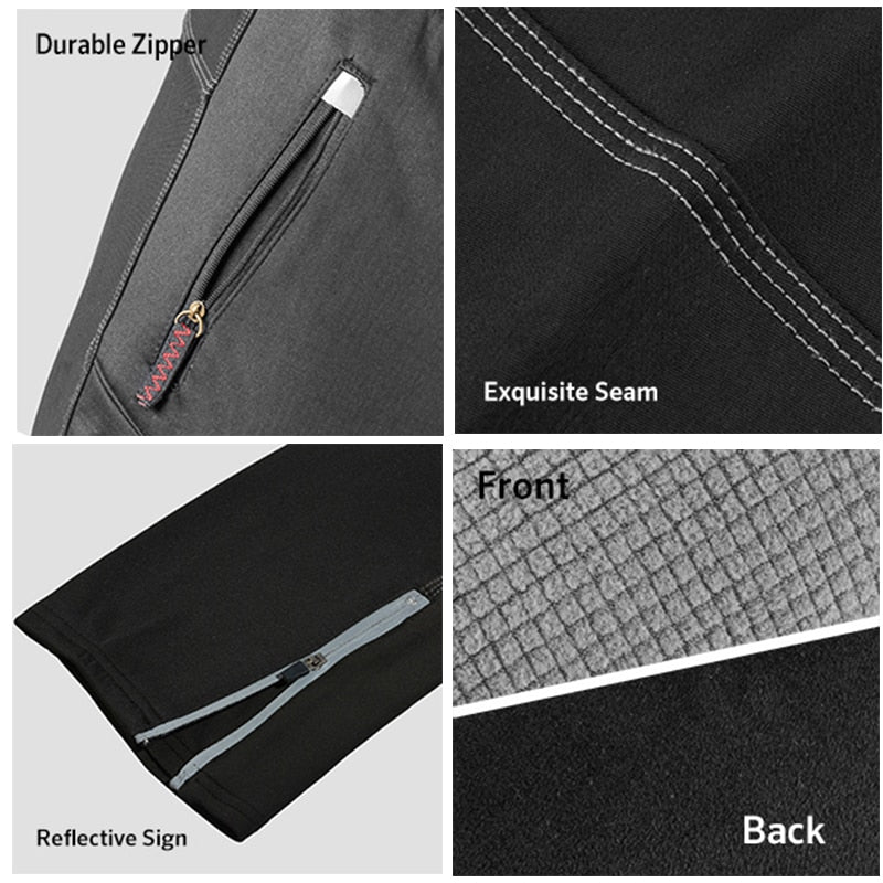 ROCKBROS Winter Bike Pants Men Women Thermal Warm Long Cycling Pants Fleece Reflective Windproof MTB Sports Bicycle Trousers