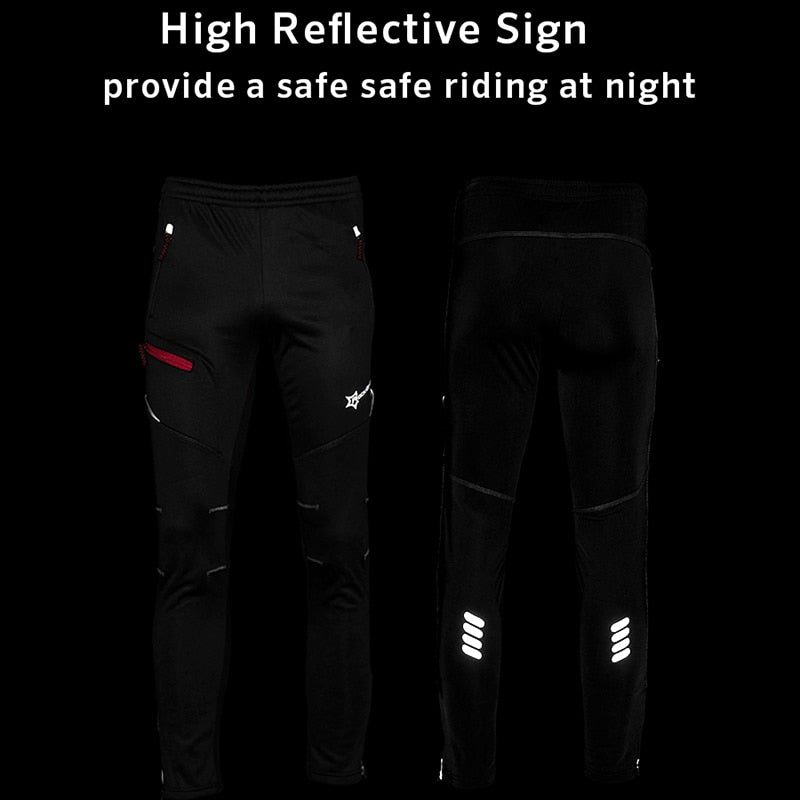 ROCKBROS Winter Bike Pants Men Women Thermal Warm Long Cycling Pants Fleece Reflective Windproof MTB Sports Bicycle Trousers
