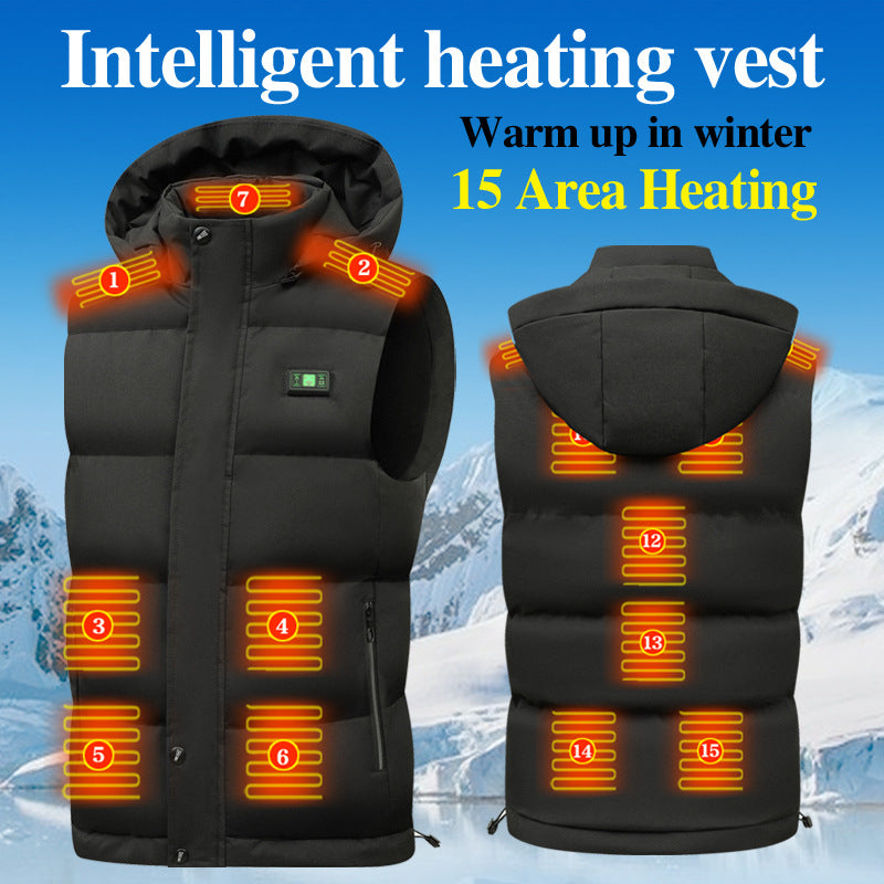 Display screen temperature heating vest, smart heating vest, male USB electric heating vest