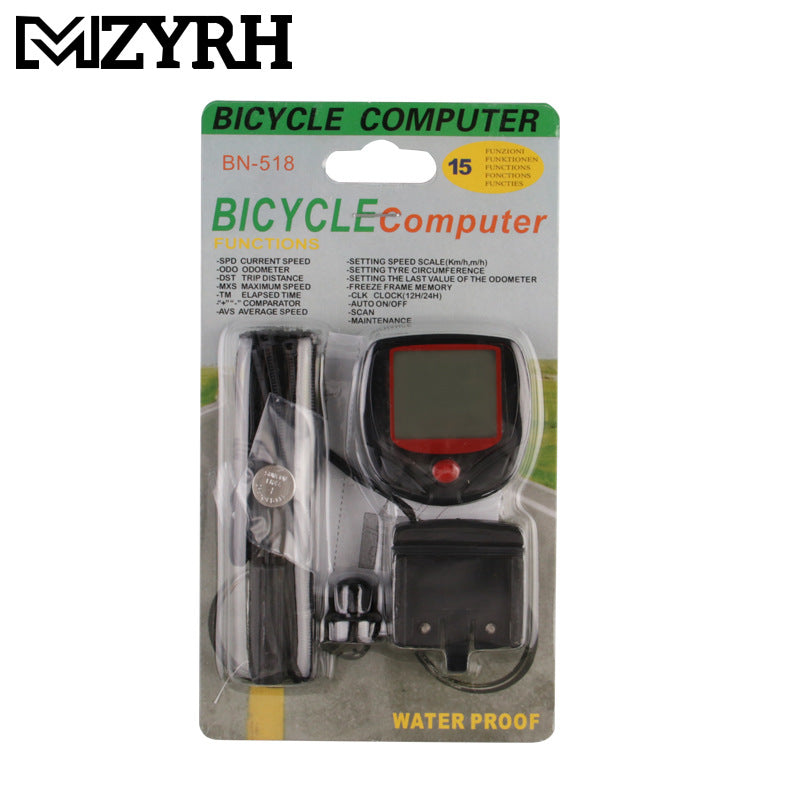 Mountain Bike Stopwatch Bicycle Pulse Speed Standard Speedometer Speedometer 15 Function Stopwatch Riding Equipment