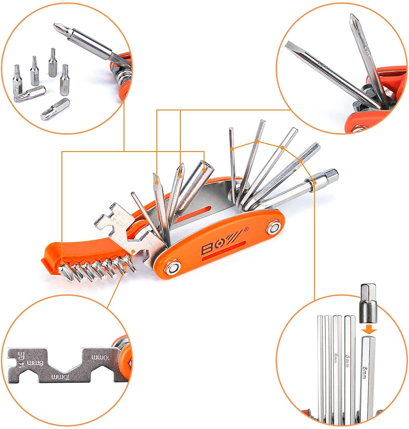 20 in 1 Bicycle Multi-Blade Knife, Mountain Bike & Bike Bone Repair Tool Wrench Portable