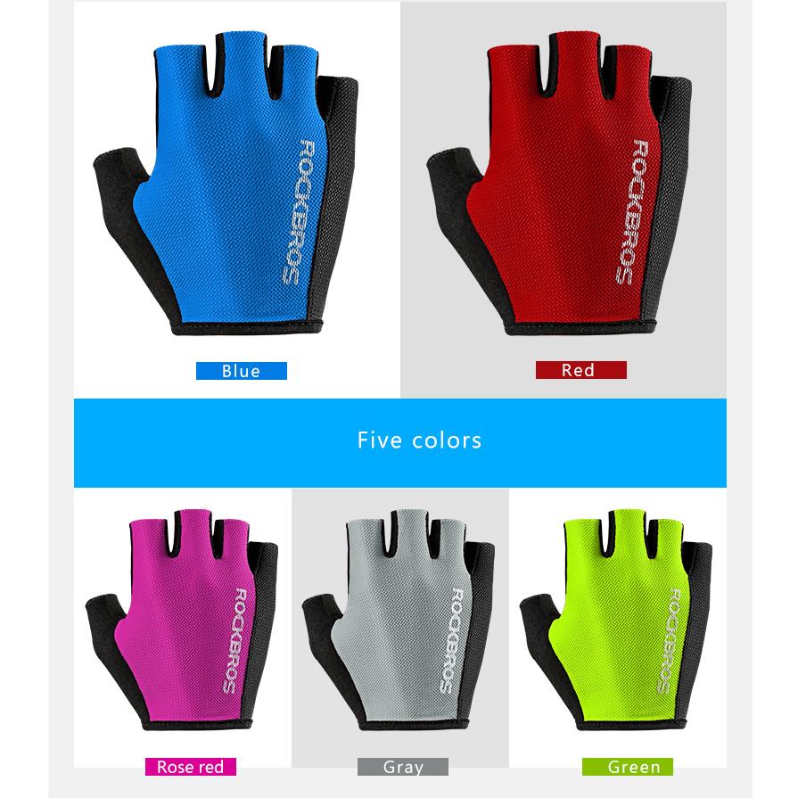 ROCKBROS Bicycle Glove Outdoor Cycling Sports Breathable  Bike Half Finger Sponge Pad Professional Unisex 5 Colors